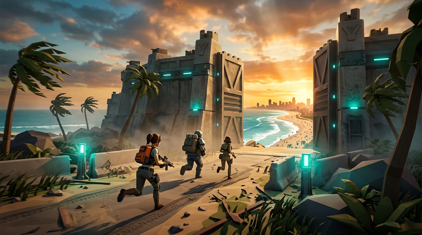 A survivor squad running through The Gates extraction point